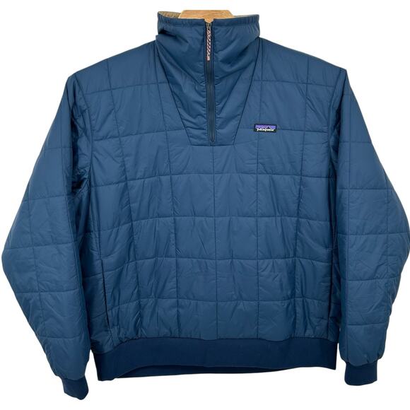 Patagonia Other - Men's Blue Patagonia Box Quilted Pullover 1/4 Zip Nylon Jacket STY20835